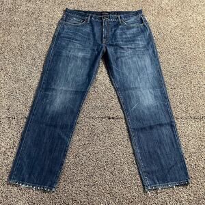 Lucky Brand Jeans Mens 40x32 Blue 363 Straight Medium Wash Distressed Denim